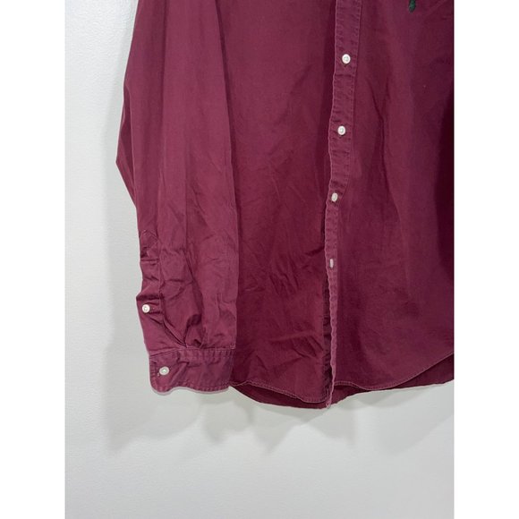 Polo Ralph Lauren Mens Classic Fit Pony Button Up Shirt Size XL Burgundy Red Twi - Picture 2 of 7